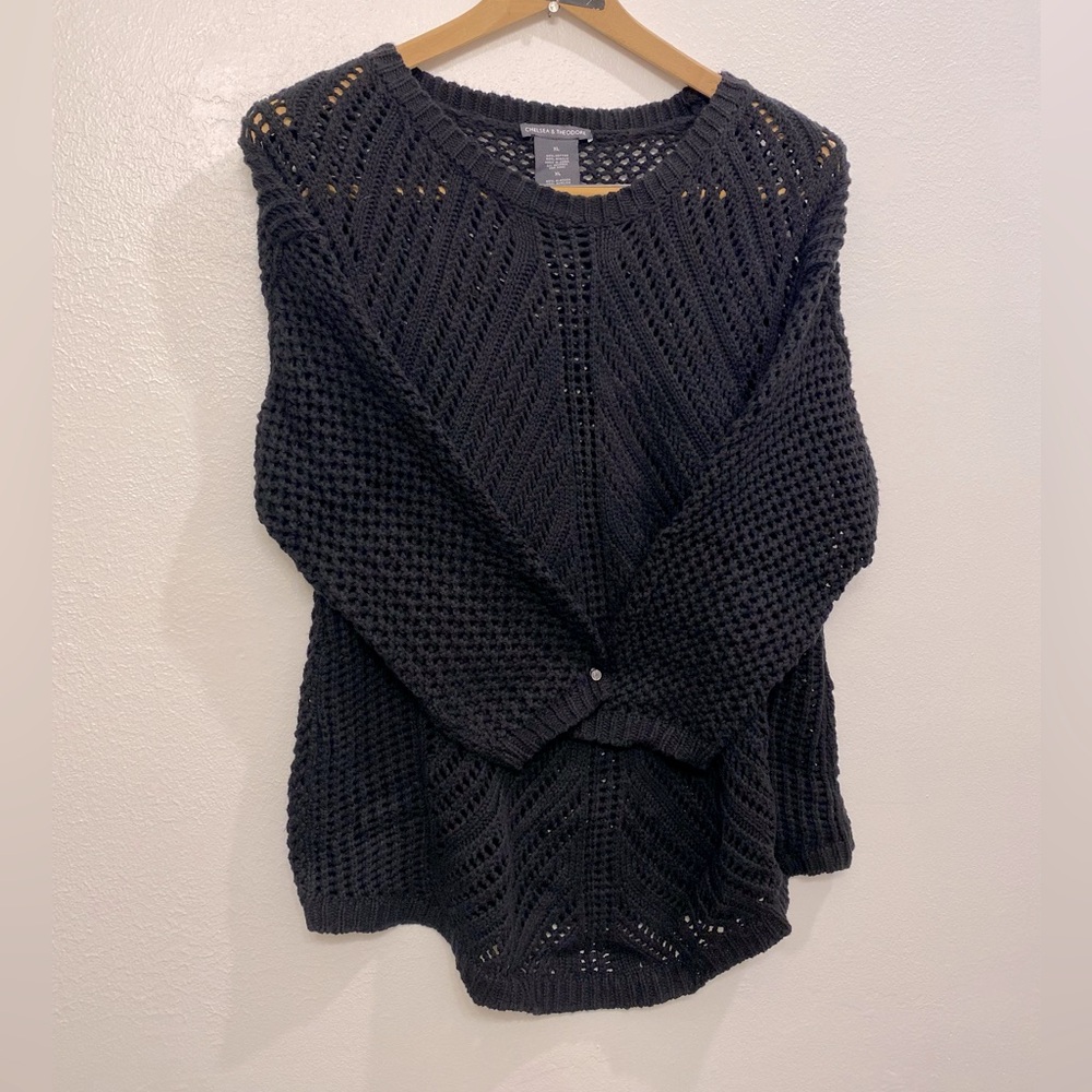 Chelsea & Theodore black open knit sweater